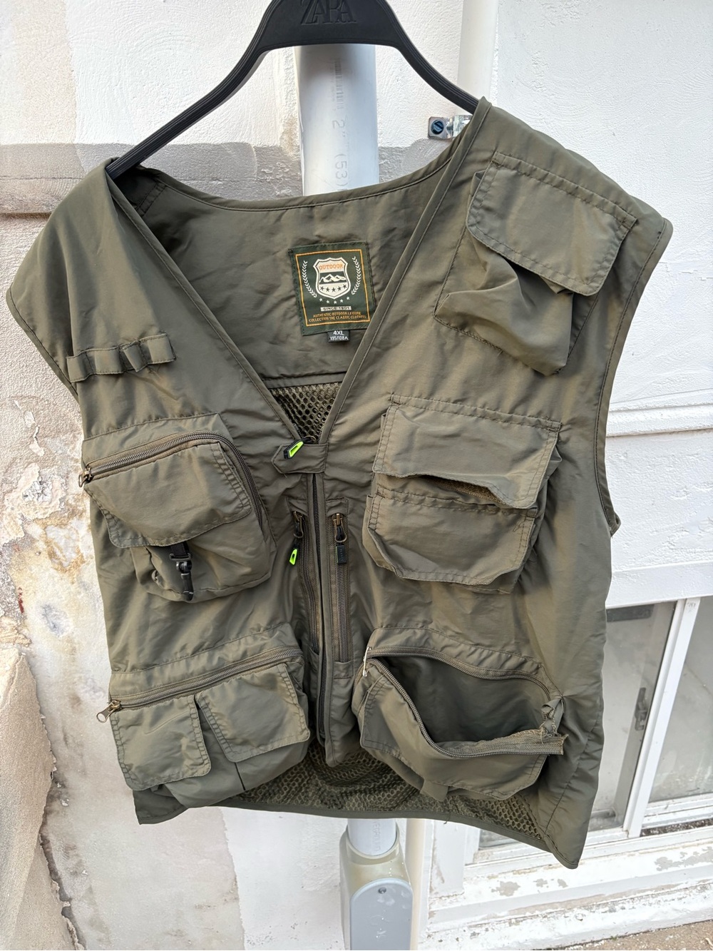 Kids Multi-Pocket Utility Vest Jacket - Olive Green